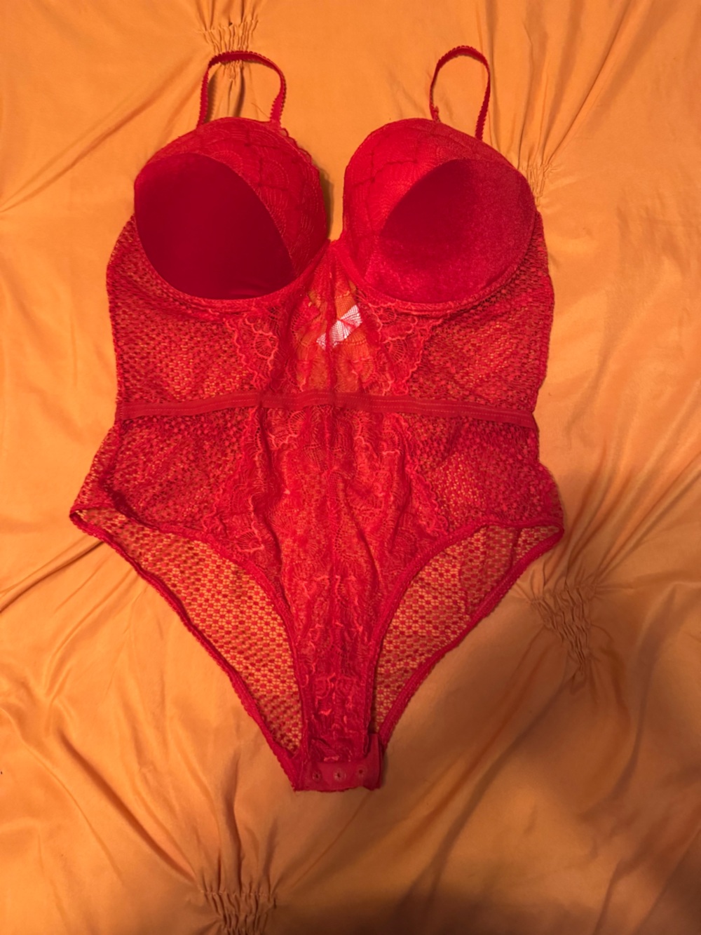 Fashion Nova Red Lace Underwire Bodysuit Teddy